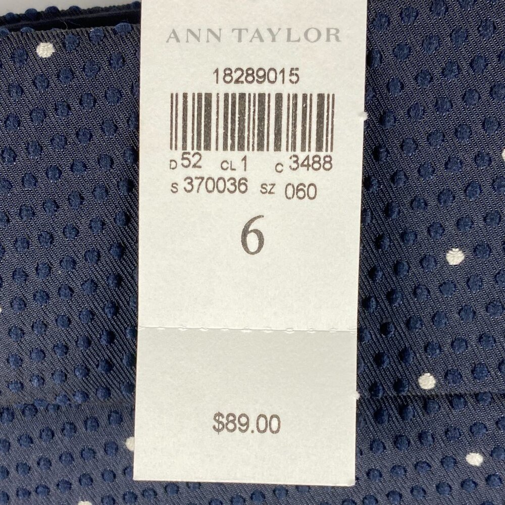 NWT Ann Taylor Navy Blue White Polka Dot Skirt - Womens Sz 6